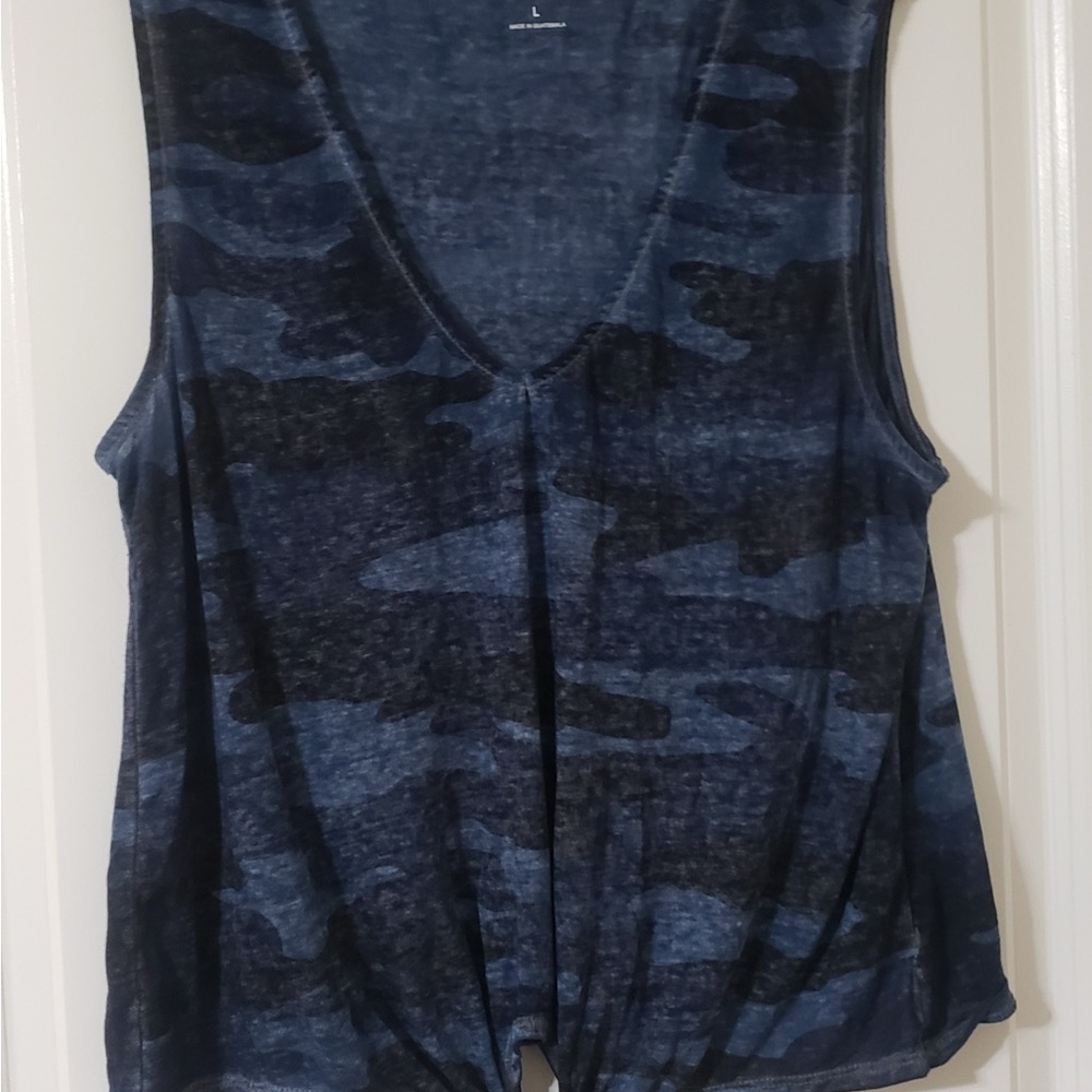 Lucky Brand Navy Camouflage Tank Top